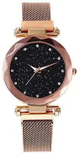 fuerdanni Women's 00022210 Luxury Mesh Magnet Buckle Starry Sky Quartz Watches (Galaxy Black)