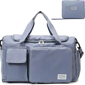 NESTIFY Travel Bag for Women Large Capacity Foldable Travel Duffel Bag Lightweight Carry Luggage Bag Shoulder Handbag for Outdoor Gym Shoulder Bag for Women with 6 Wet Pocket & Shoe Compartment
