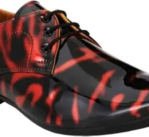 Vitoria Shoes for Men | Shoes for Men with PU Sole | Comfortable & Lightweight |Durable & Trendy Design | Color : Black-Red | Size : 7, Again_VTR_101BkRdLaceRnd_7
