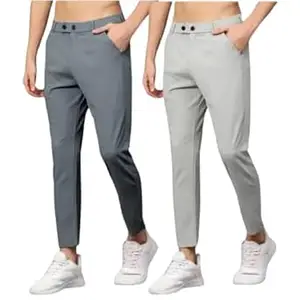 Men’s Slim Fit Stretchable Formal Trousers (Pack of 2) | Premium Casual Office Pants for Men (Black/Navy Blue)