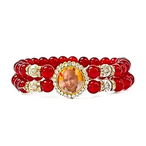 CraftsCart Maroon Round Bead Guruji Bracelet | Guruji bracelets | Guru Ji Bracelets | Guruji Swaroop Bracelets | Guruji Blessings Bracelets for Women/Men (loose Fit Style) (1)