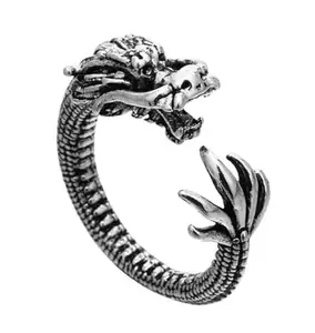 Silver Color Trending Stainless Steel Adjustable Bikers Cool Funky Wild Dragon Claw Finger Thumb Ring