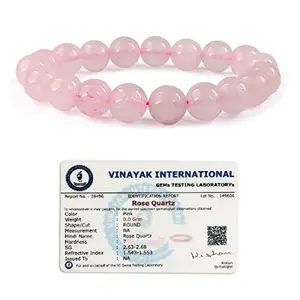 Reiki Crystal Products Unisex Child Natural Certified Rose Quartz Crystal Healing Stones Round Beads Bracelet for Reiki Healing (Pink, 10 mm)