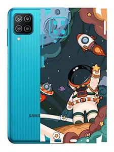 AtOdds - Samsung Galaxy F12 Mobile Back Skin Rear Screen Guard Protector Film Wrap (Coverage - Back+Camera+Sides) (Space)