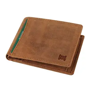 BUGOSHE Men's Original Leather Bi-fold RFID Blocking Brown Wallet with 3 Card Slot & Coin Pocket