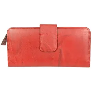 Leatherman Fashion LMN Genuine Leather Women's Red Wallet 13 Card Slots