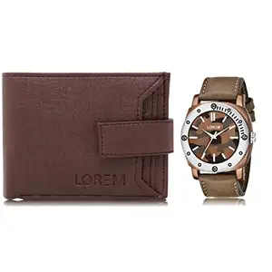LOREM LOREM Combo of Men Watch & Artificial Leather Wallet-FZ-WL09-LR53