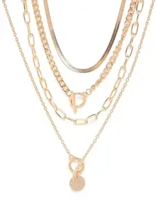 Carlton London Set of 4 Rose Gold Plated Multi Pack Necklace