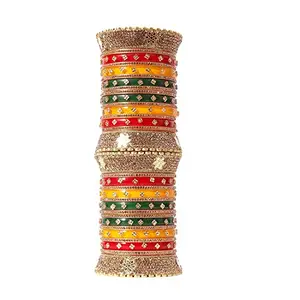 Honbon Multi-Colour Designer Chura Bridal Dulhan Punjabi Choora Fashion Jewellery Chuda Set for Women (2.8) (Multi-Colour)