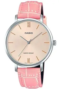 Casio Women Leather Analog Pink Dial Watch-Ltp-Vt01L-4Budf (A1630), Band Color-Pink