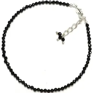 RRJEWELZ Black Spinel Bracelet for Men & Women – 2mm Round Faceted Black Beads – 7 inch adjustable with Silver Plated Clasp – Healing, Fashion, Gift, Spiritual, Yoga|LCBR_RR_01232