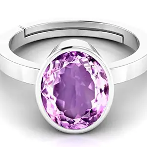 Parineeta Gems 11.00 Carat Amethyst Silver Plated Ring Katela Ring Certified Purple Natural Jamuniya Stone Ring Astrological March Birthstone Adjustable Ring Size 16-24