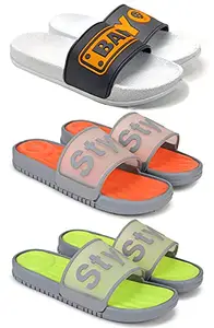 Shoefly Multicolor (1704-1724-1725) Men's Casual Stylish Slides Slippers 6 UK (Set of 3 Pair)
