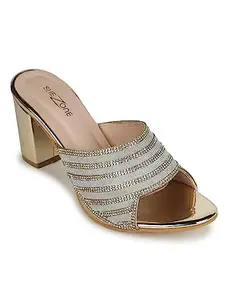 Shezone Shezon Women's Gold Color Heels (C-101_Golden_40)