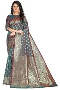 Shasmi Women's Banarasi Saree Pure Kanjivaram Silk Saree Soft new ladies 2026 Design Wear Pattu Sarees Latest Cotton Party Sari collections With Blouse Piece for Wedding sadi (PARI S-1)