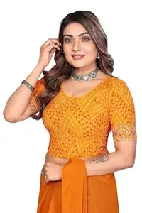 SANMATI CREATION Sanmati Stylish Lycra Roundneck Stretchable Blouse for Women | Short Sleeve Non-Padded Pullover | Lycra Saree Top | Round Neck