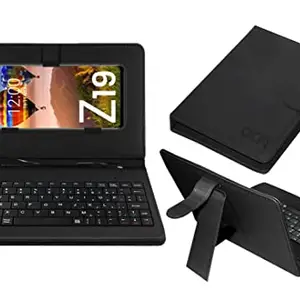 ACM Keyboard Case Compatible with Ikall Z19 Mobile Flip Cover Stand Direct Plug & Play Device for Study & Gaming Black