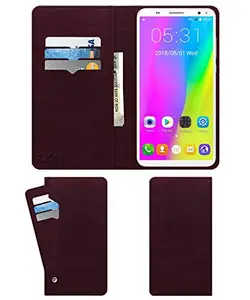 ACM Wallet Leather Flip Carry Case Compatible with I Smart Is-59i Mobile Flap Card Holder Front & Back Cover Burgundy Red