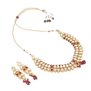 Shashwani Ethnic Kundan Necklace Inspired by Bollywood, Comes with Earrings-PID28920