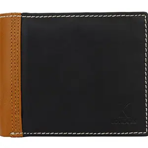K London Leather Mens Wallet (Black & Tan)(801_blk_tan)