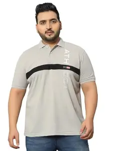 OGEN Men's Plus Size Printed Polo Tshirt-BZRT009-CEMENT_4XL