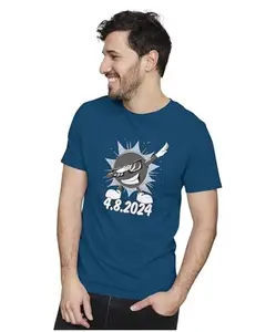 ALLEN BLACK Men's & Women's Regular Fit 100% Cotton T-Shirt (ECLIPSE06-Navy Blue XL Men Round_)