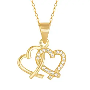 GIVA 925 Silver Golden Bonding Hearts Pendant With Link Chain | Gifts for Girlfriend,Pendant to Gift Women & Girls | With Certificate of Authenticity and 925 Stamp | 6 Months Warranty*