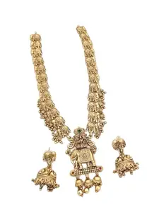 KGRSplash Traditional matt finish Long haram necklace with Elephant design for women's and girls