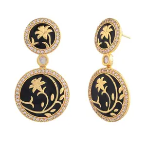 Voylla Pashmina Afiah Dangler Earrings|Earrings For Women|Statement Dangler Earrings For Women|Wedding|Party|Gift For Women|Enameled|Kundan Earrings|