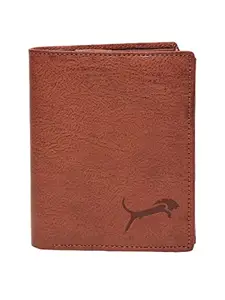 WILD EDGE Genuine Leather Brown Card Holder/Wallet with Button Closure for Men/Women - Stylish Leather Card Holder/Wallet with Currency Compartment and Card Pocket (Pack of 1)