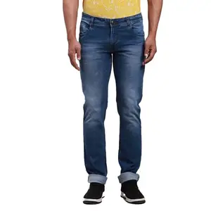 Parx Men's Slim Tapered Fit Jeans (XCYA01786-B7_Dark Blue