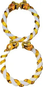 Twisted Lahariya Elephant Face Glass Bangle For Women And Girls (GOLDEN, 2.6)