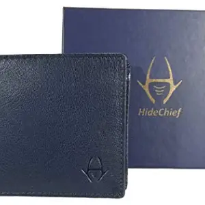 HideChief Genuine Leather Navy Blue Wallet for Men (HC205B)