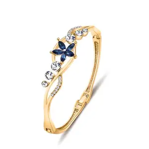 Shining Diva Fashion Valentine Gift For Girlfriend Latest Stylish Gold Plated Crystal Bangle Bracelet for Women and Girls (16339b)