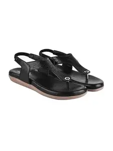 Shoetopia Slingback Black Flat Sandals For Women & Girls /UK9