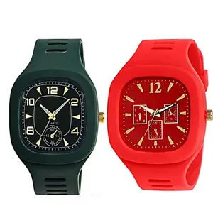 Royal Stylish Designer Green and Red Combo Analog Watch - for Men's and Boy's