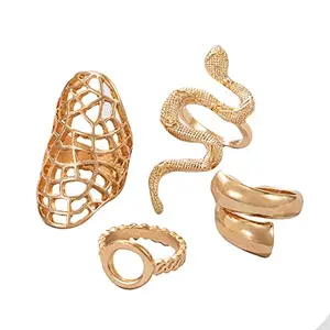 Jewels Galaxy Jewellery For Women Set of 4 Gold Plated Contemporary Finger Ring (JG-PC-RNGJ-2707)
