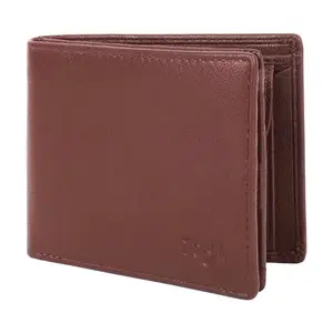 Zoom Shoes Men's Genuine Leather Wallet ZW-28318 | Compact, RFID Protected, with 9 Card Slots, 2 Cash Slots, 1 ID Card Window and Buttoned Coin Pocket (Brown)