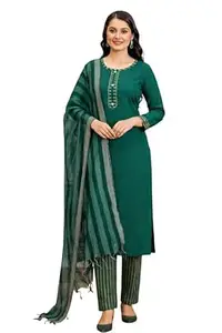 BILANZA Women's South Cotton Printed Work Kurta with Pant & Dupatta