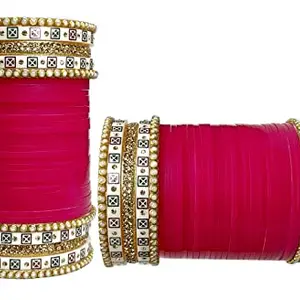 OM SAI COSMETICS Women's Traditional Handcrafted Bridal Chuda Bangles Set Best Designer Jewellry Maroon Color (2-4) (2-4) (2-4) (2-4) (2-4)