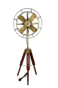OVERSEAS MART Modern Look Brass Antique Handmade Brass Antique Electric Floor Fan