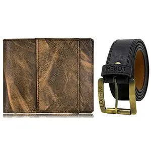 LOREM Mens Combo of Artificial Leather Wallet & Belt FZ-WL20-BL01