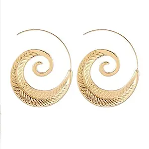 Jewels Galaxy Jewellery For Women Spiral Gold Plated Circular Drop Earrings (CT-ERGK-45235)