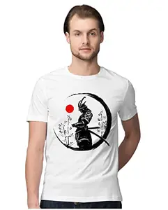 ALLEN BLACK Men's Regular Fit T-Shirt Legendary Dark Samurai Japanese Art 100% Cotton T-Shirt White_JPADRKLEGS-White 2XL Men Round_