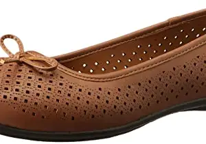 Bata Laser DIP Beige Casual Slipon Round Toe Ballerina Shoes Flat & Low HH 0-25 MM for Women UK Size- 5