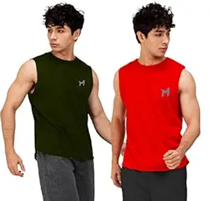 Mebadass Solid Sleeveless Cotton Regular Fit Mens Stylish Top Tanks Vest T-Shirt (Combo Pack of 2)