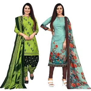 Rajnandini Multicolor Cotton Blend Printed Unstitched Salwar Suit Material (Combo of 2) JOPLVSM4097-JOPLVSM4102