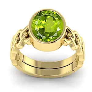 Todani Jems 14.25 Ratti Peridot Stone Original Certified Peridot Panna Emerald Upratna Stone Gold Plated Adjustable Woman Man Ring With Lab Certificate