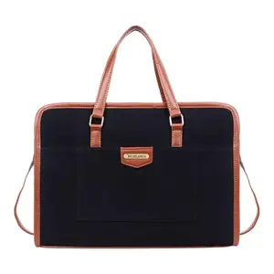 Womanix Canvas Laptop Tote Bags for Women Work Bag 15 inch Briefcase for Women Large Capacity Handbag for Office, School, Travel Teacher Purse Lightweight Computer Bag Business (Black Tan)