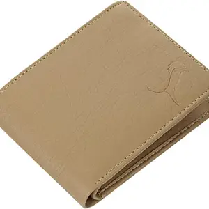 WILD EDGE Beige Men's Wallet in Two-Fold/Bi-Fold Design with Flap Closure | Smart and Formal Artificial Leather Wallet for Men